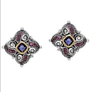 Barbara Bixby Sterling & 18K Gem CLIP Earrings